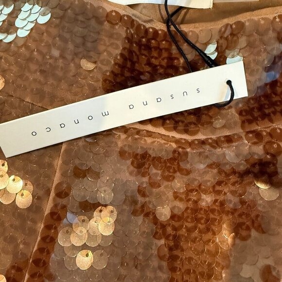 Susana Monaco Sheer Sequin Short Brown Size Medium - Picture 6 of 9